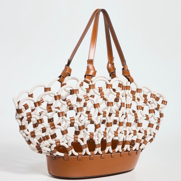 STAUD Squillo Leather & Rope Tote Bag - Picture 3 of 13